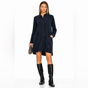 COS Navy Blue Lyocell Shirt Dress — Minimalist Oversized Pocket Dress small